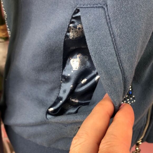 BCBGMaxAzria Blue Angel Wing Cotton Zip Hooded Jacket - Picture 10 of 15